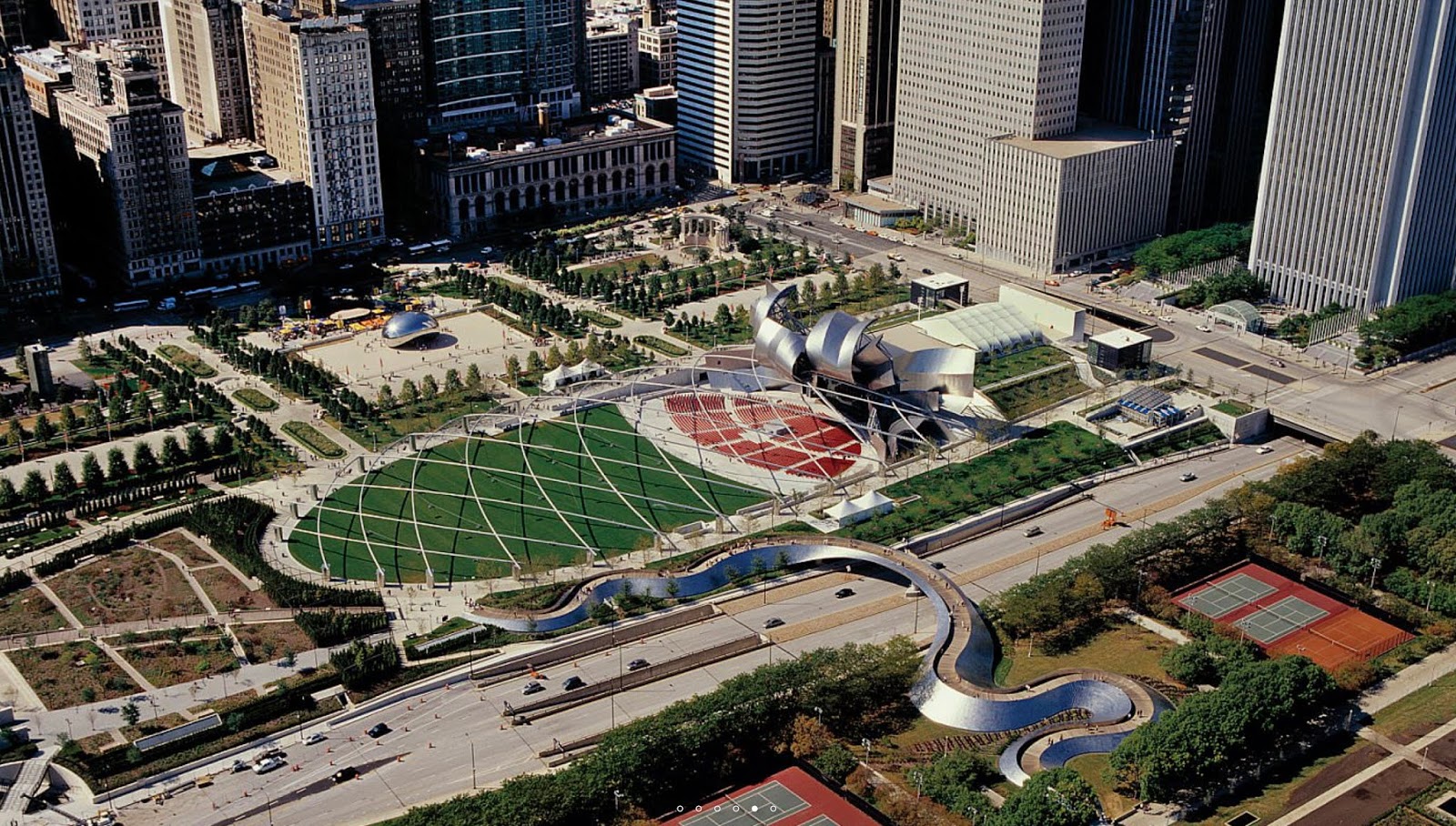 An aerial view of Millennium Park