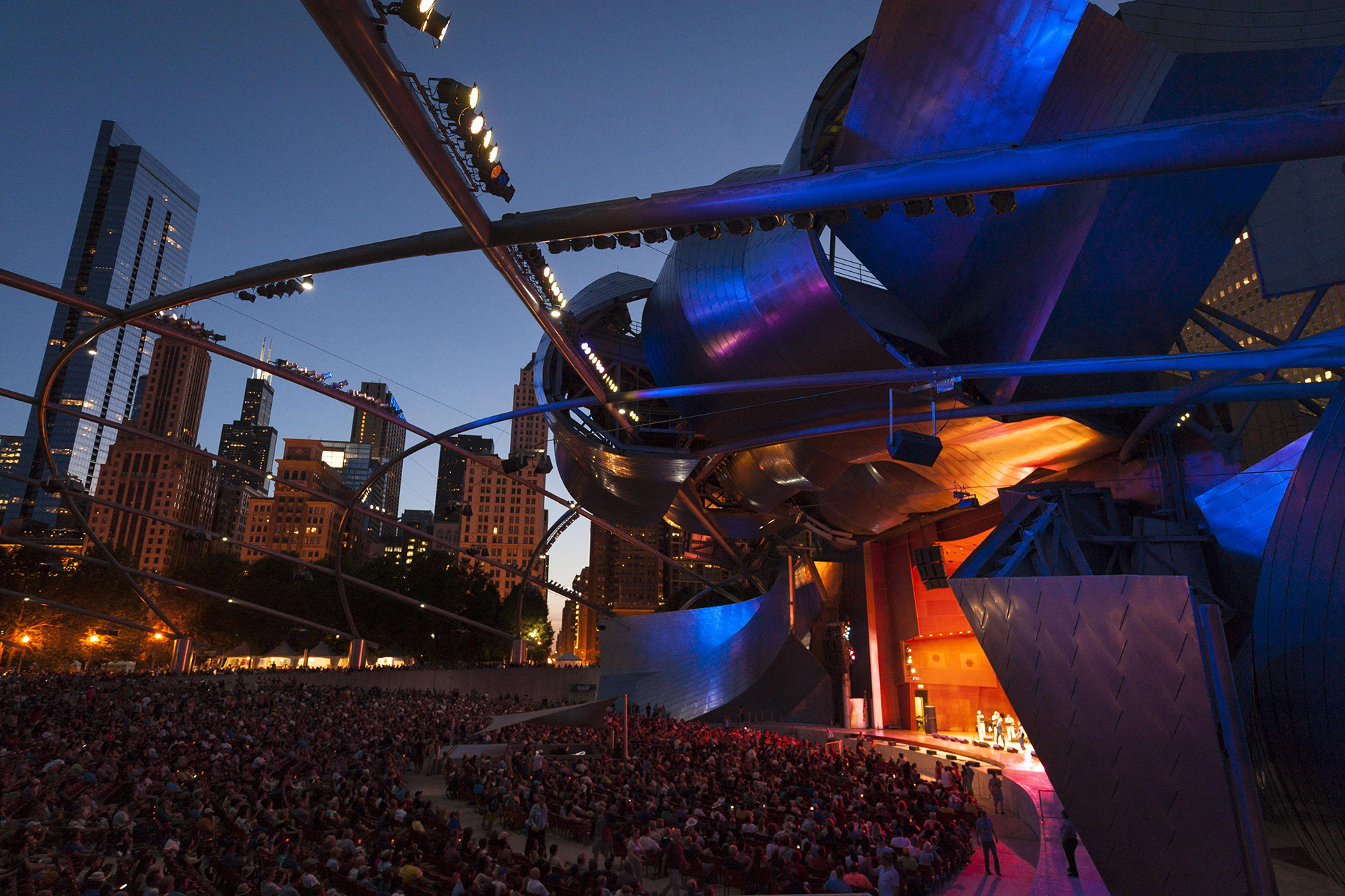 main stage of Jay Pritzker Pavilion during an event