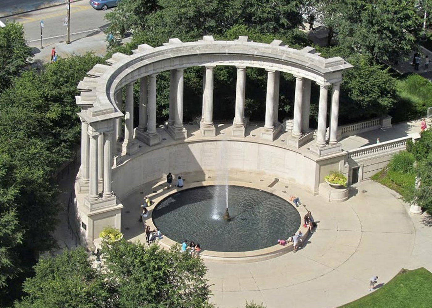 Aerial view of Wrigley Square